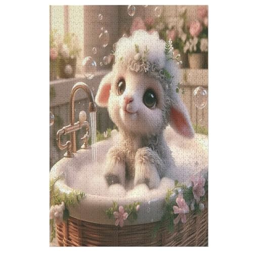 Puzzle 1000 Teile Süßes Schaf Holzpuzzle Für Erwachsene Lernspiel Herausforderungsspielzeug The Puzzles Für Erwachsene Kinder （78×53cm） von ABASWSA