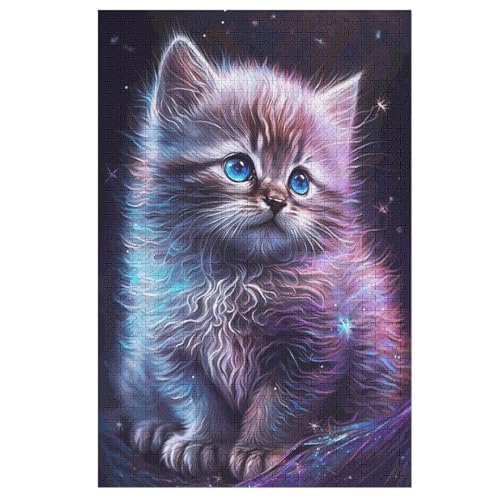 Puzzle Cute Katze, 1000 Puzzleteile Für Kinder, Holzpuzzles, Geeignet Für Erwachsene Lernspiel, （78×53cm） von ABASWSA