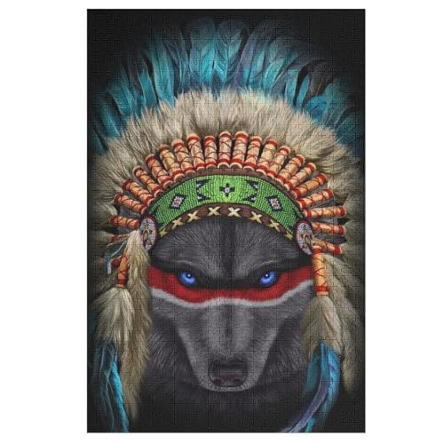 Puzzle Indian War Chief Wolf, 1000 Puzzleteile Für Kinder, Holzpuzzles, Geeignet Für Erwachsene Lernspiel, 1000 PCS Puzzle Indian War Chief Wolf, 1000 Puzzleteile Für Kinder, Holzpuzzles, Geeignet Für Erwachsene Lernspiel, 1000 PCS von ABASWSA