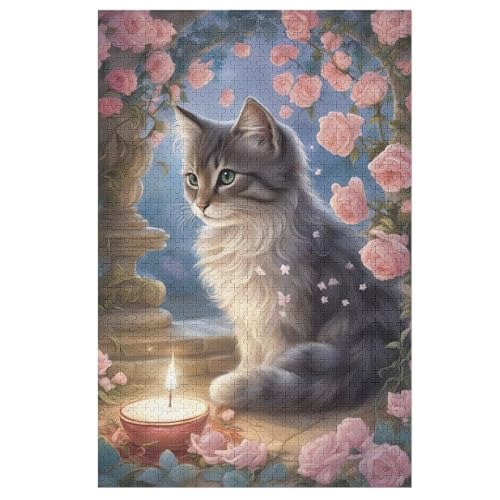 Puzzle Katze, 1000 Puzzleteile Für Kinder, Holzpuzzles, Geeignet Für Erwachsene Lernspiel, （78×53cm） von ABASWSA