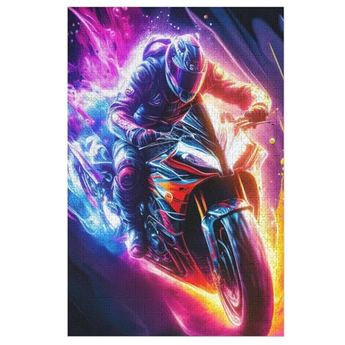 Puzzle Motorrad, 1000 Puzzleteile Für Kinder, Holzpuzzles, Geeignet Für Erwachsene Lernspiel, （78×53cm） von ABASWSA