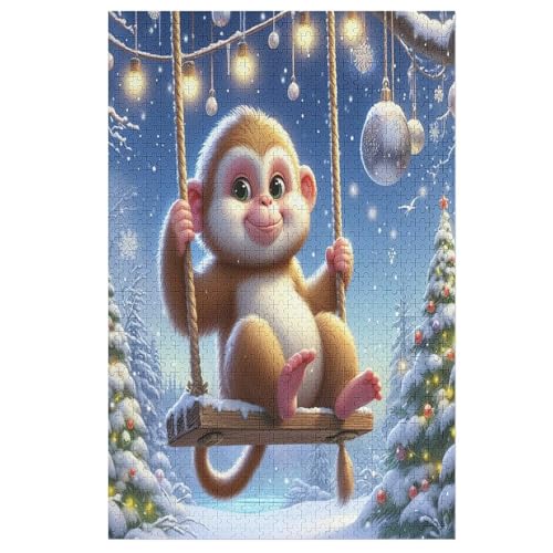 Puzzles Animal AFFE, 1000 Teile, Puzzle Aus Holz Für Erwachsene Und Kinder Ab 12 Jahren, Lernspielzeug （78×53cm） von ABASWSA