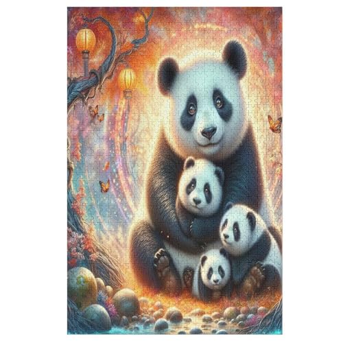 Puzzles Animal Panda, 1000-teiliges Holzpuzzle Für Erwachsene Und Kinder Ab 12 Jahren. Tolles Geschenk Für Erwachsene （78×53cm） von ABASWSA