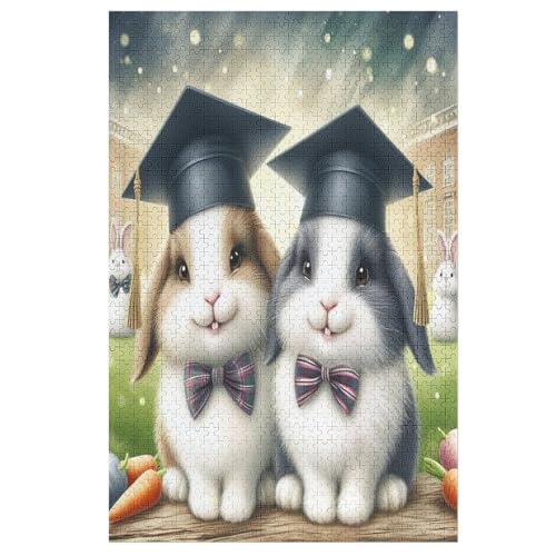 Puzzles Animal süßes Kaninchen, 1000 Teile, Puzzle Aus Holz Für Erwachsene Und Kinder Ab 12 Jahren, Lernspielzeug （78×53cm） von ABASWSA