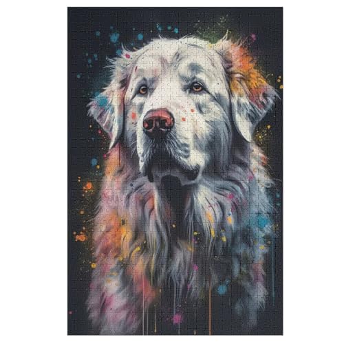 Puzzles Cute Hund, 1000 Teile, Puzzle Aus Holz Für Erwachsene Und Kinder Ab 12 Jahren, Lernspielzeug （78×53cm） von ABASWSA