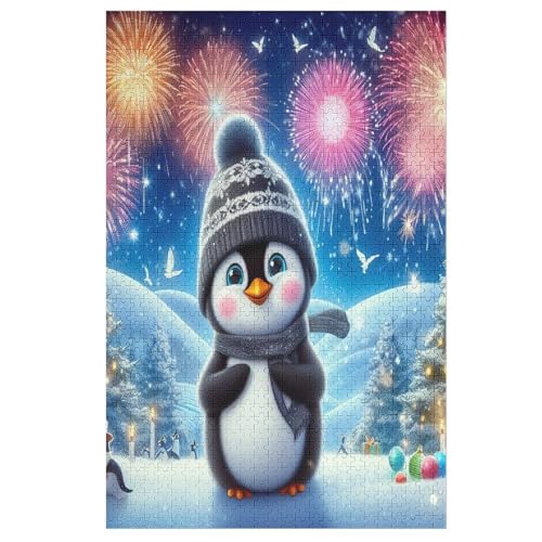 Puzzles Für Erwachsene, 1000 Teile, Animal Pinguin, Kreative Holzpuzzles, Praktisches Spiel, Familiendekoration （78×53cm） von ABASWSA