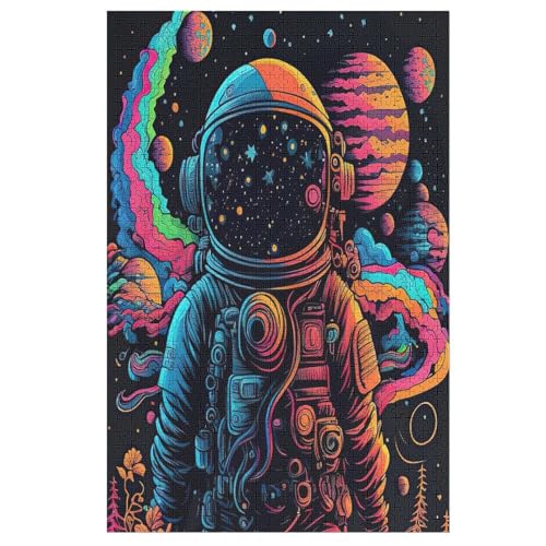 Puzzles Für Erwachsene, 1000 Teile, Astronaut in Space, Kreative Holzpuzzles, Praktisches Spiel, Familiendekoration （78×53cm） von ABASWSA