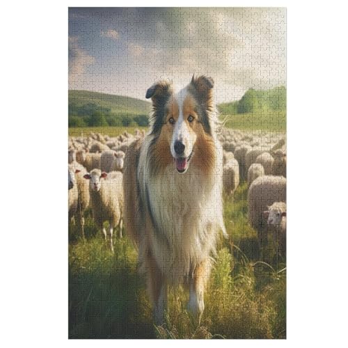 Puzzles Für Erwachsene, 1000 Teile, Cute Hund, Kreative Holzpuzzles, Praktisches Spiel, Familiendekoration （78×53cm） von ABASWSA