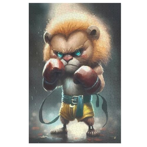 Puzzles Für Erwachsene, 1000 Teile, Löwe Boxing, Kreative Holzpuzzles, Praktisches Spiel, Familiendekoration 1000 PCS von ABASWSA
