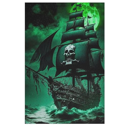 Puzzles Für Erwachsene, 1000 Teile, Piratenschiff,Boat, Kreative Holzpuzzles, Praktisches Spiel, Familiendekoration （78×53cm） von ABASWSA