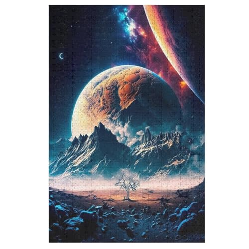 Puzzles Für Erwachsene, 1000 Teile, Planet Starry Sky, Kreative Holzpuzzles, Praktisches Spiel, Familiendekoration （78×53cm） von ABASWSA