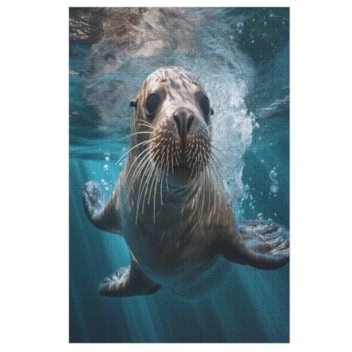 Puzzles Für Erwachsene, 1000 Teile, Robbe, Kreative Holzpuzzles, Praktisches Spiel, Familiendekoration （78×53cm） von ABASWSA