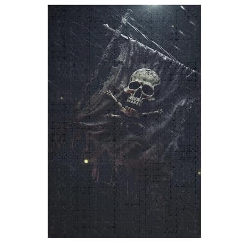 Puzzles Für Erwachsene, 1000 Teile, Totenkopf Pirate, Kreative Holzpuzzles, Praktisches Spiel, Familiendekoration 1000 PCS von ABASWSA