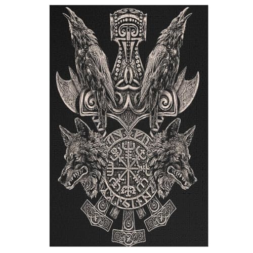 Puzzles Für Erwachsene, 1000 Teile, Wikinger Myth, Kreative Holzpuzzles, Praktisches Spiel, Familiendekoration （78×53cm） von ABASWSA