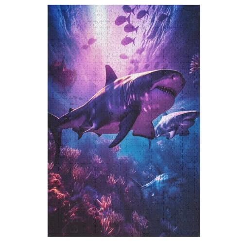 Puzzles Für Erwachsene, Hai Puzzle, 1000 Teile, Kreatives, Geistiges Spielzeug, Kinder, Montagespiele （78×53cm） von ABASWSA