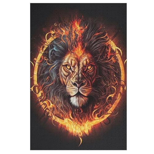 Puzzles Für Erwachsene Löwe,1000-teilige Puzzle Für Kinder Ab 12 Jahren, Holzpuzzles Für Die Heimdekoration, （78×53cm） von ABASWSA