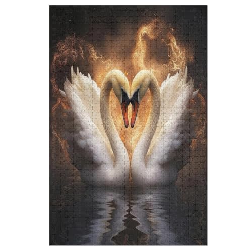 Puzzles Für Erwachsene Schwan,1000-teilige Puzzle Für Kinder Ab 12 Jahren, Holzpuzzles Für Die Heimdekoration, （78×53cm） von ABASWSA