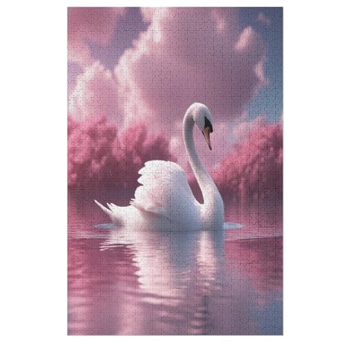 Puzzles Für Erwachsene Schwan,1000-teilige Puzzle Für Kinder Ab 12 Jahren, Holzpuzzles Für Die Heimdekoration, （78×53cm） von ABASWSA