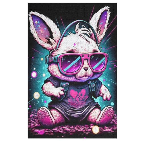 Puzzles Kaninchen, 1000 Teile, Puzzle Aus Holz Für Erwachsene Und Kinder Ab 12 Jahren, Lernspielzeug （78×53cm） von ABASWSA