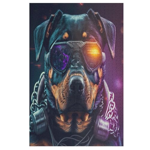 Puzzles Rottweiler à Impression instantanée, 1000 Teile, Puzzle Aus Holz Für Erwachsene Und Kinder Ab 12 Jahren, Lernspielzeug （78×53cm） von ABASWSA
