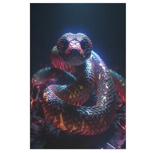 Puzzles Schlange, 1000 Teile, Puzzle Aus Holz Für Erwachsene Und Kinder Ab 12 Jahren, Lernspielzeug （78×53cm） von ABASWSA