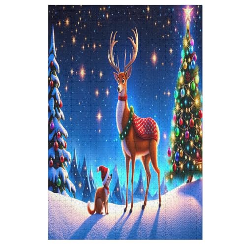 Puzzles Tier Hirsch, 1000 Teile, Puzzle Aus Holz Für Erwachsene Und Kinder Ab 12 Jahren, Lernspielzeug （78×53cm） von ABASWSA