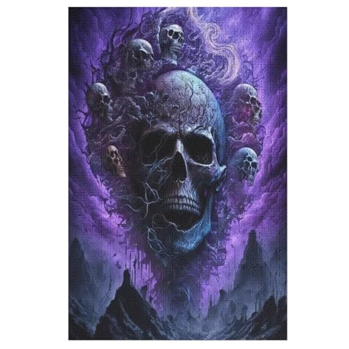Puzzles Totenkopf, 1000 Teile, Puzzle Aus Holz Für Erwachsene Und Kinder Ab 12 Jahren, Lernspielzeug （78×53cm） von ABASWSA
