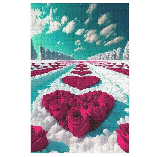 Rose Puzzle 1000 Teile, Holzpuzzle Herausforderndes Geschicklichkeitsspiel Für Die Ganze Familie, Kinder Erwachsenenpuzzle Ab 12 Jahren （78×53cm） von ABASWSA