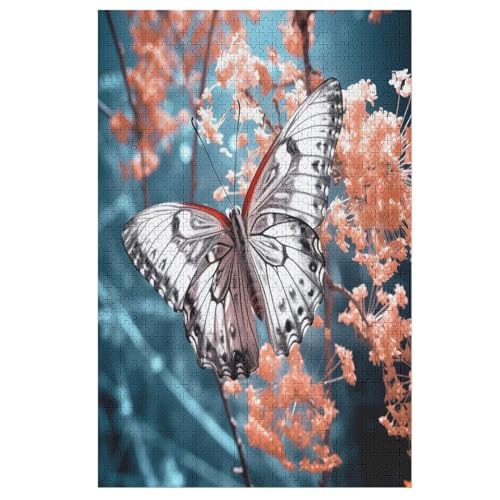 Schmetterling Holzpuzzle - Puzzle Für Erwachsene, 1000-teilige Puzzles Für Teenager Und Kinder, Herausfordernde Spiele （78×53cm） von ABASWSA