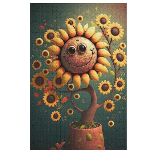 Sonnenblume Holzpuzzle 1000 Teile Klassische Puzzles Erwachsene Kinder Puzzle DIY Kit Holzspielzeug Einzigartiges Geschenk （78×53cm） von ABASWSA