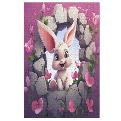 Süßes Kaninchen 1000 Teile Puzzles Für Erwachsene, Impossible Puzzle, Geschicklichkeitsspiel Für Die Ganze Familie, Kinder Holzpuzzle （78×53cm） von ABASWSA