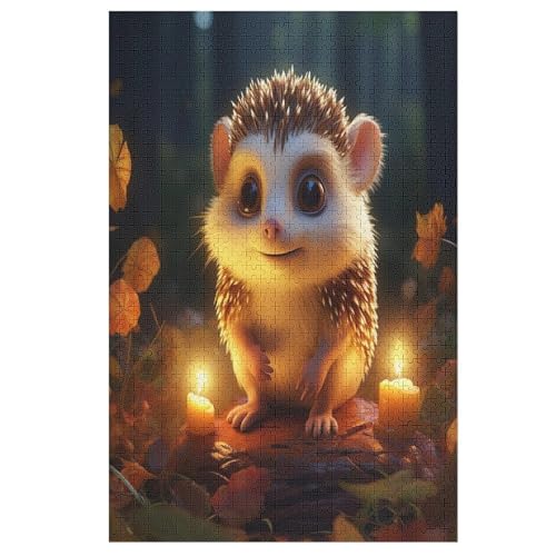 Tier Igel Puzzle 1000 Teile, Holzpuzzle Für Erwachsene Kinder, Impossible Puzzles, Geschicklichkeitsspiel Für Die Ganze Familie （78×53cm） von ABASWSA