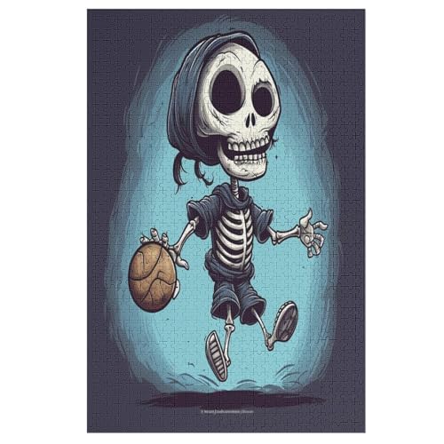 Totenkopf Basketball Puzzles 1000 Teile Erwachsener Kniffel Spaß Für Die Ganze Familie, Holzpuzzle Kinder Erwachsene, Impossible Puzzle Schwer （78×53cm） von ABASWSA