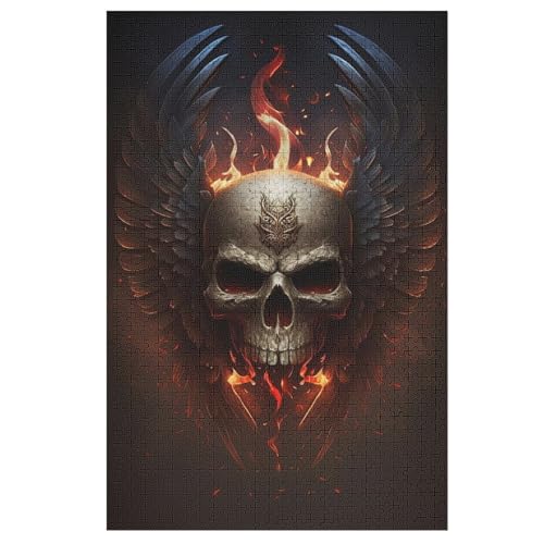 Totenkopf Holzpuzzle 1000 Teile Klassische Puzzles Erwachsene Kinder Puzzle DIY Kit Holzspielzeug Einzigartiges Geschenk （78×53cm） von ABASWSA