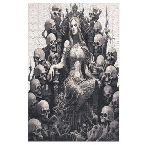 Totenkopf Holzpuzzle 1000 Teile Klassische Puzzles Erwachsene Kinder Puzzle DIY Kit Holzspielzeug Einzigartiges Geschenk （78×53cm） von ABASWSA