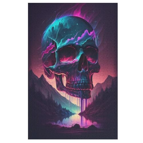 Totenkopf Puzzle 1000 Teile, Holzpuzzle Herausforderndes Geschicklichkeitsspiel Für Die Ganze Familie, Kinder Erwachsenenpuzzle Ab 12 Jahren （78×53cm） von ABASWSA