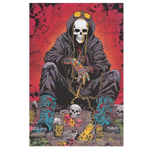 Totenkopf Puzzles 1000 Teile Erwachsener Kniffel Spaß Für Die Ganze Familie, Holzpuzzle Kinder Erwachsene, Impossible Puzzle Schwer （78×53cm） von ABASWSA