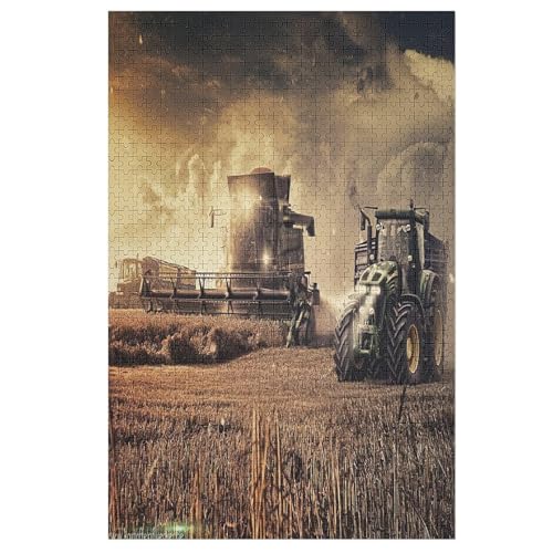 Traktor Holzpuzzle 1000 Teile Klassische Puzzles Erwachsene Kinder Puzzle DIY Kit Holzspielzeug Einzigartiges Geschenk （78×53cm） von ABASWSA