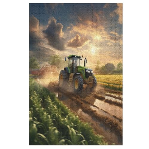 Traktor Puzzle 1000 Teile, Holzpuzzle Herausforderndes Geschicklichkeitsspiel Für Die Ganze Familie, Kinder Erwachsenenpuzzle Ab 12 Jahren （78×53cm） von ABASWSA