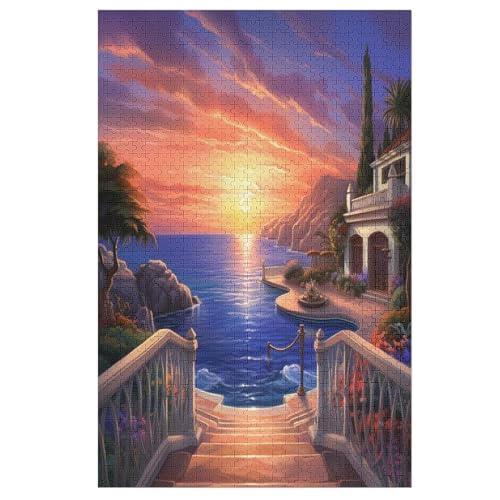 Villa am Meer 1000 Teile Premium-Puzzles Für Erwachsene Kinder- Holzpuzzles Spaß Und Lernspiele - Perfekte Puzzle-Geschenke （78×53cm） von ABASWSA