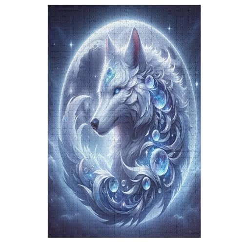 Wolf Holzpuzzle 1000 Teile Klassische Puzzles Erwachsene Kinder Puzzle DIY Kit Holzspielzeug Einzigartiges Geschenk 1000 PCS von ABASWSA