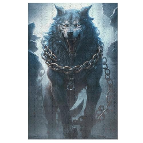 Wolf -Puzzle, 1000 Teile,Holzpuzzle Für Erwachsene Kinder, Lustiges Spielzeug, Denkspiel, Bildungsspiel, （78×53cm） von ABASWSA
