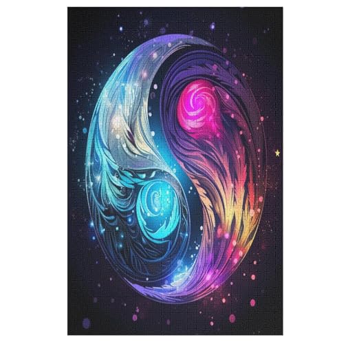 Yin und Yang Holzpuzzle 1000 Teile Klassische Puzzles Erwachsene Kinder Puzzle DIY Kit Holzspielzeug Einzigartiges Geschenk （78×53cm） von ABASWSA