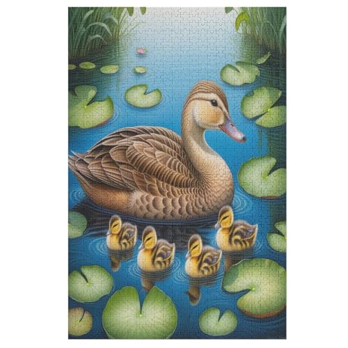 süße Ente 1000 Teile Puzzles Für Erwachsene Holzpuzzle Familienpuzzlespiel Stressabbau-Puzzle Für Kinder Ab 12 Jahren （78×53cm） von ABASWSA