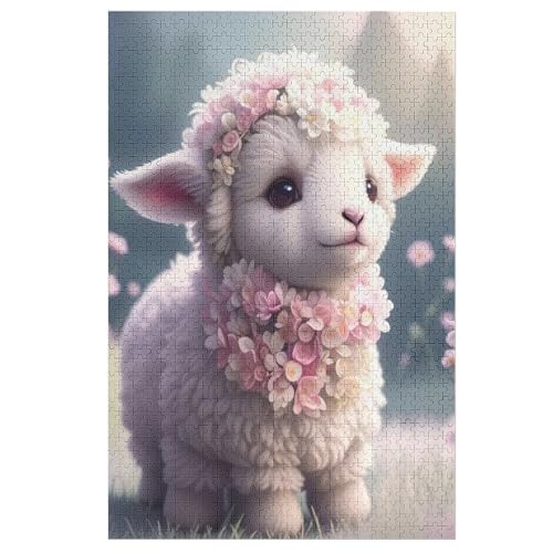 süßes Schaf Puzzles 1000 Teile Erwachsener Kniffel Spaß Für Die Ganze Familie, Holzpuzzle Kinder Erwachsene, Impossible Puzzle Schwer （78×53cm） von ABASWSA