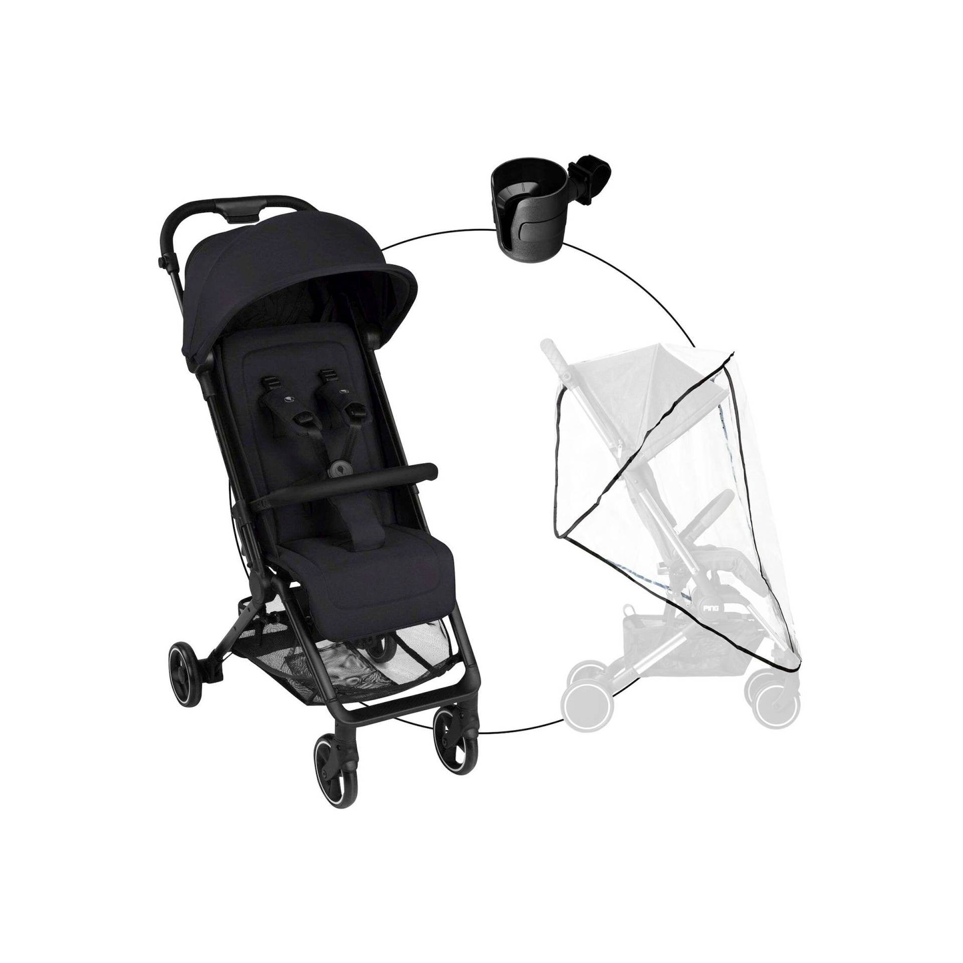 Abc Design Buggy Ping 3 Travel inkl. Becherhalter und Regenschutz schwarz von ABC Design