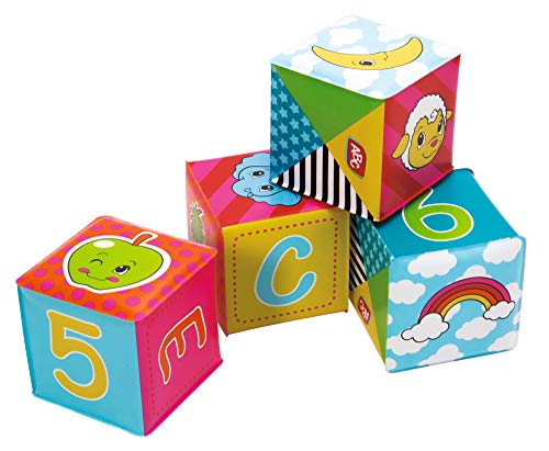 Simba 104011642 - ABC weiche Stapelwürfel 8 x 8 cm S 40116421 Mehrfarbig 6 Stück (1er Pack) von ABC