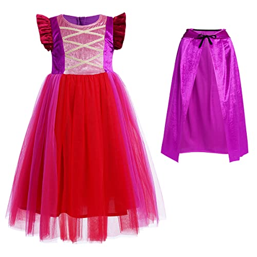 ABEHIK Mädchen Hexen Kostüm mit Umhang Halloween Hexenkostüm für Kinder Cosplay Outfit mit Hexenumhang und Perücken Karneval Set lila 140 ABEHIK Mädchen Hexen Kostüm mit Umhang Halloween Hexenkostüm für Kinder Cosplay Outfit mit Hexenumhang und Perücken Karneval Set lila 140 von ABEHIK