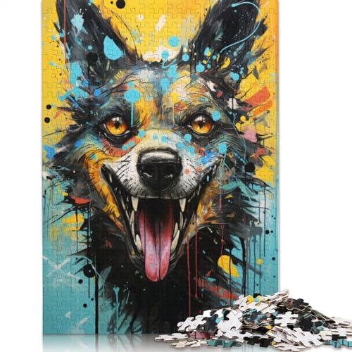 1000 Teile, Farbiger Wildhund1, Schwieriges Puzzle für Erwachsene, Lernspiel, Herausforderungsspielzeug, 1000 Teile (75 x 50 cm) von ABFFSDT