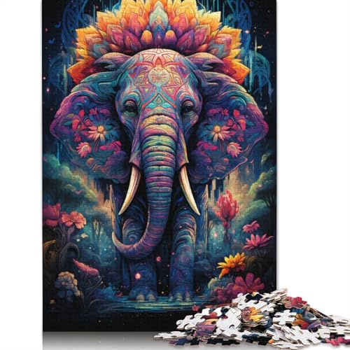 1000 Teile Bunter Elefant2 für Erwachsene Schwierige Holzpuzzles Puzzles für Erwachsene Lernspiel Herausforderungsspielzeug 1000 Teile (75 x 50 cm) von ABFFSDT